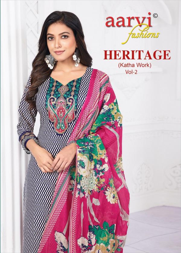 Aarvi Heritage Vol-2 – Katha Work Kurti Pant With Dupatta